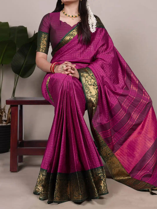 WMN 7405 Poly Cotton Sari Collection Crimson
