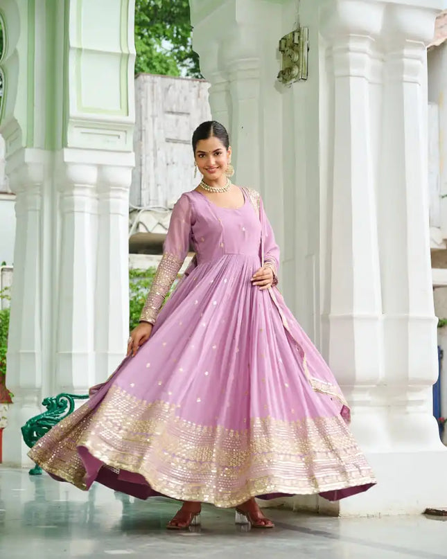 Mohini 9270 Light Color Faux Georgette Gown Dupatta With Embroidered Work