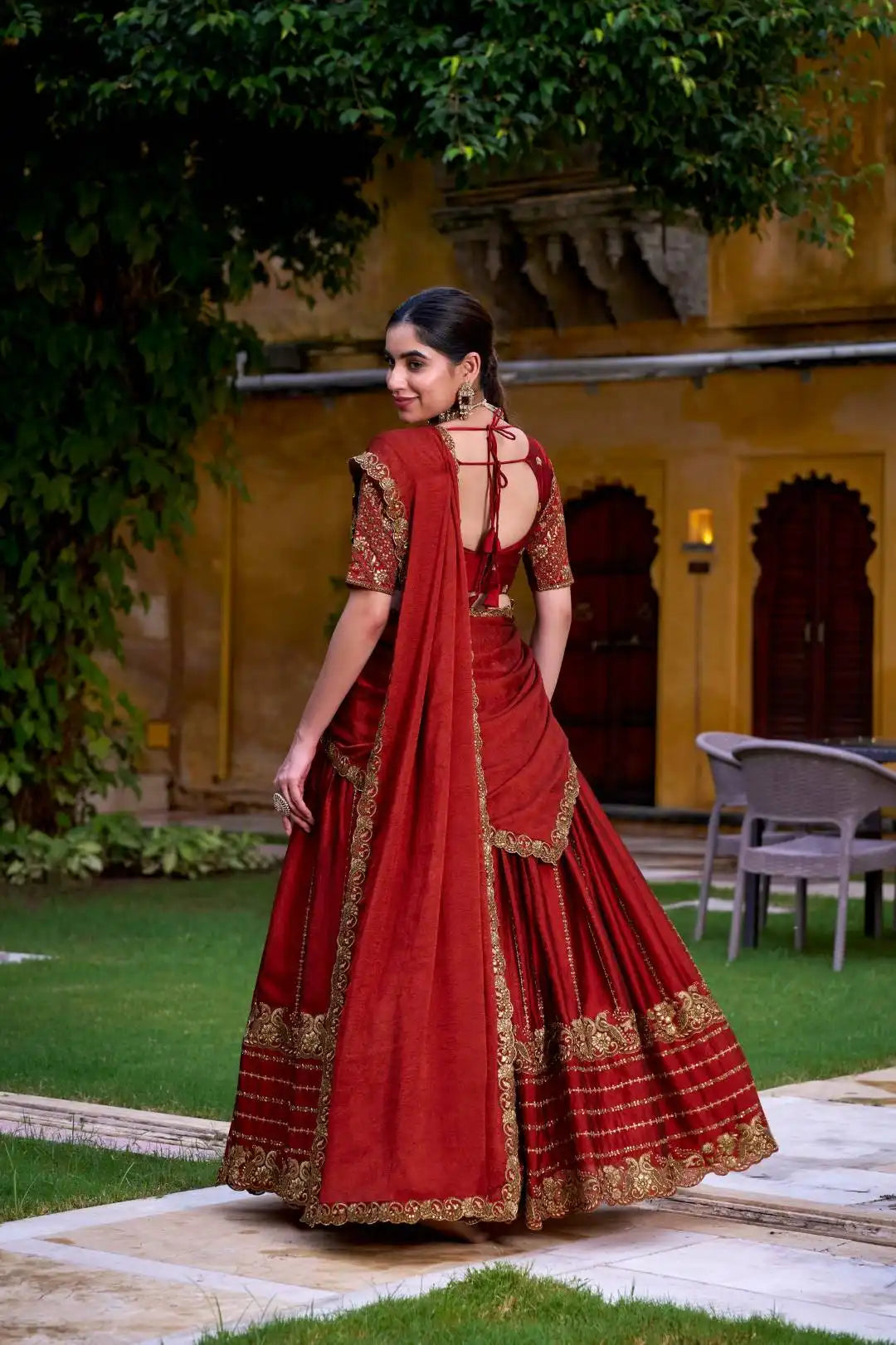 WMN 1438 Rangoli Crus Red Wedding Ready to Wear Lehenga Choli Collection