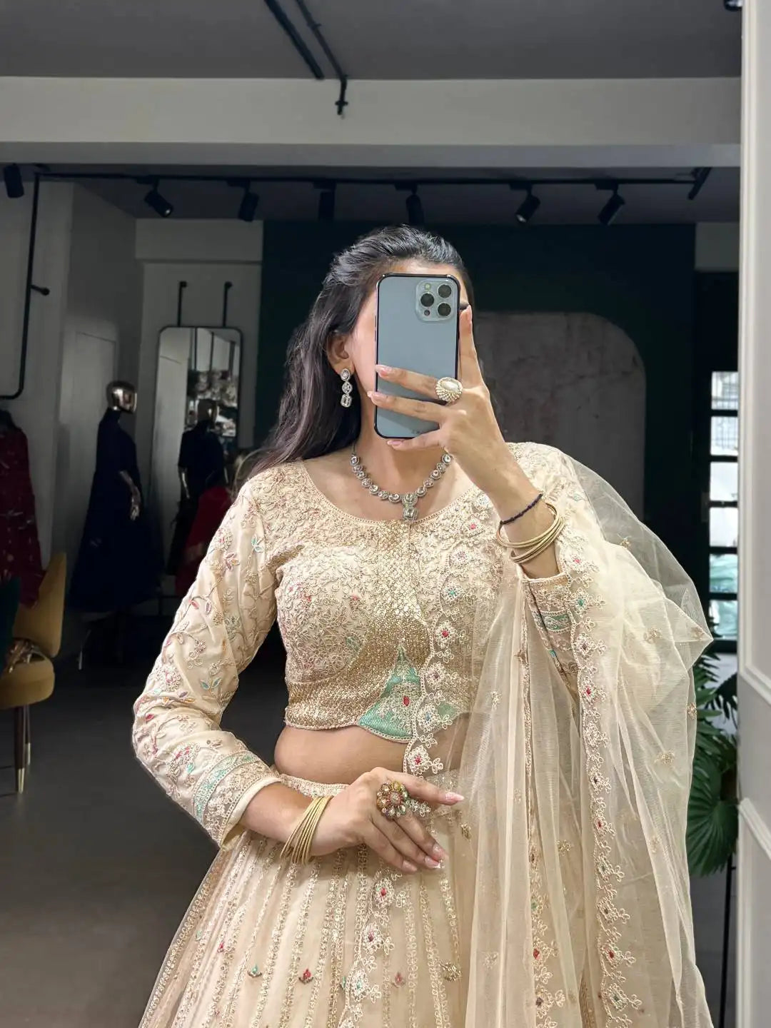 WMN 1453 Net Wedding Lehenga Choli With Embroidery