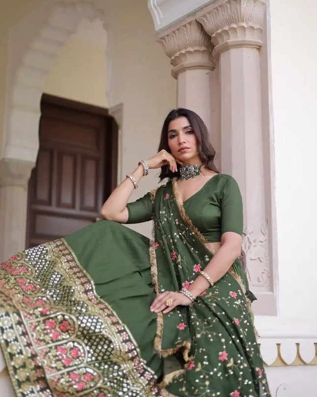 Moni 5051 Vichitra Silk Embroidery Lehenga Choli