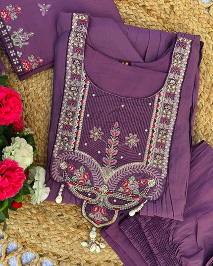 Lila 139 Roman Silk Wine Ladies Anarkali Kurtis Dress