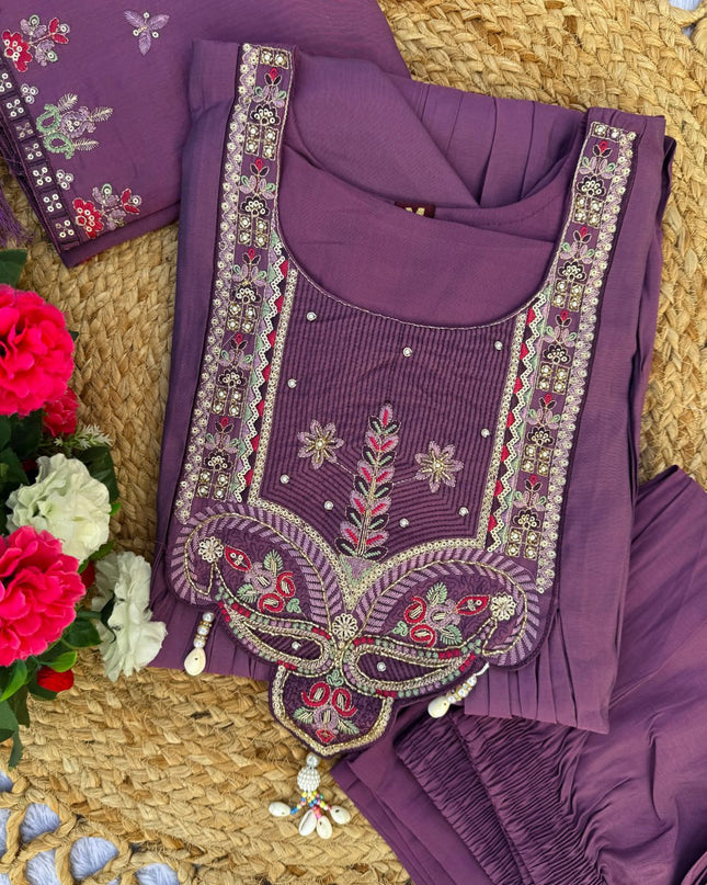 Lila 139 Roman Silk Wine Ladies Anarkali Kurtis Dress