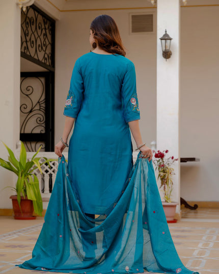 Lila 145 Sky Blue Viscose Silk Readymade Suit Collection