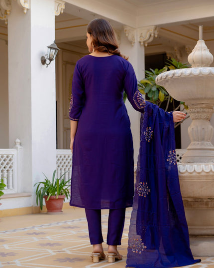 Lila 144 Purple Viscose Silk Designer Readymade Suit