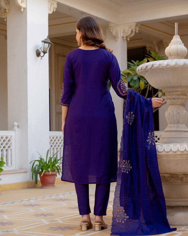 Lila 144 Purple Viscose Silk Designer Readymade Suit