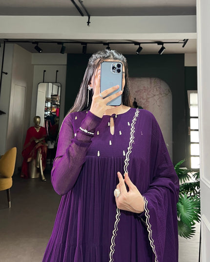 WMN 5001 Purple Marbel Anarkali Readymade Suit 2026