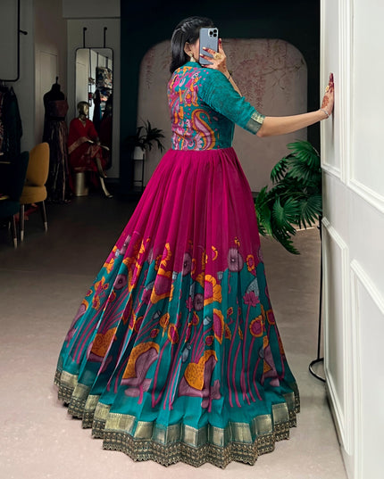 WMN 5013 Viscose Chanderi Floral Printed Long Gown 2026