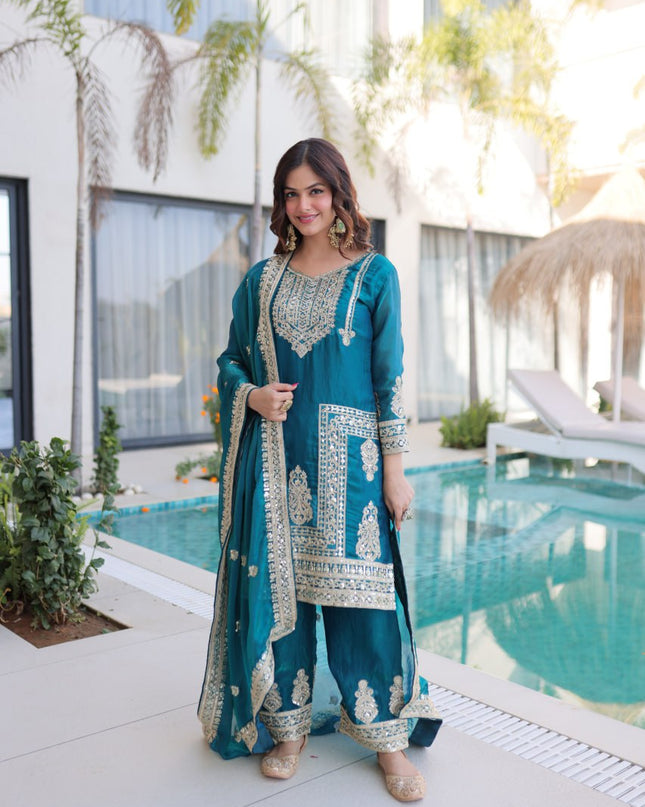 Moni 1232 Fendi Silk Sequence Embroidery Readymade Suit