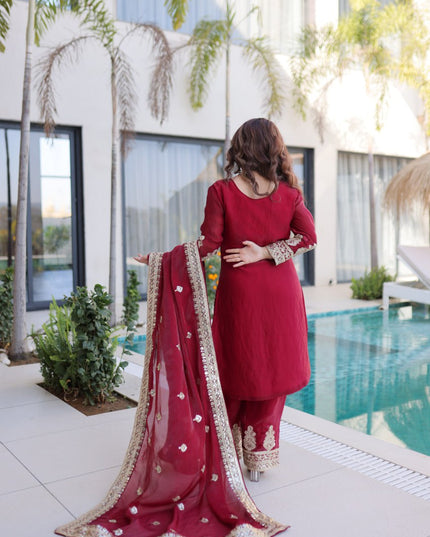 Moni 1232 Fendi Silk Sequence Embroidery Readymade Suit For Women