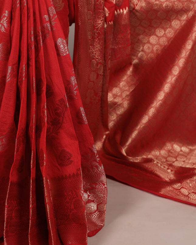 WMN 7914 Red Naylon Weaving Work Festival Saree