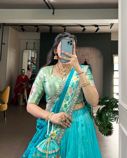 WMN 2030A Sky Blue Soft Silk Paithani Lehenga Choli