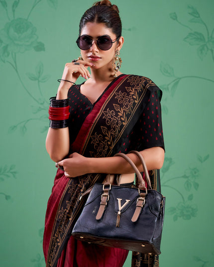 WMN 7103 Maroon Rangoli Silk Printed Saree Collection