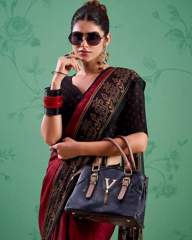 WMN 7103 Maroon Rangoli Silk Printed Saree Collection