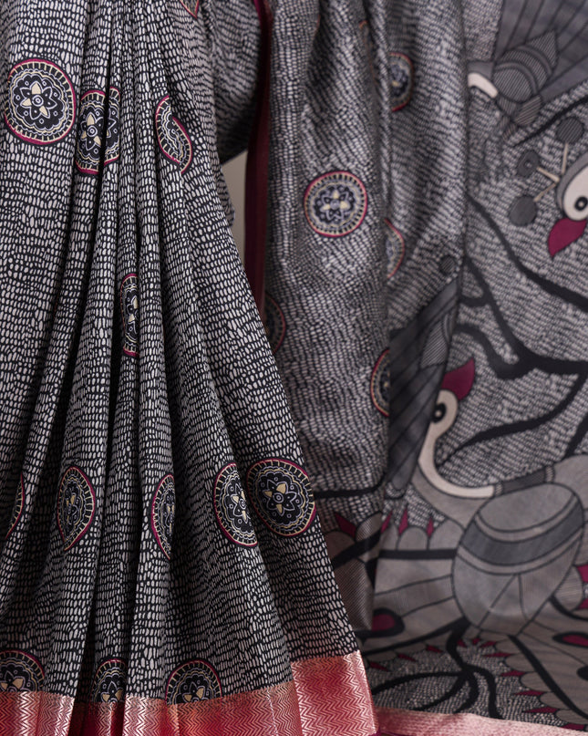 WMN 7044 Tasar Silk Printed Saree Daily Wear Collection