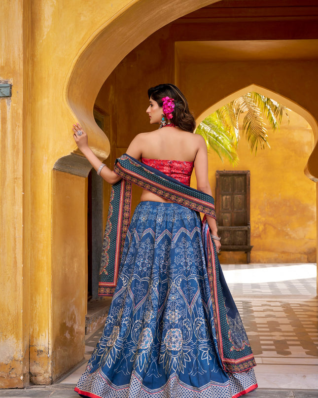 WMN 1010 Blue Vaishali Silk Printed Lehenga Choli