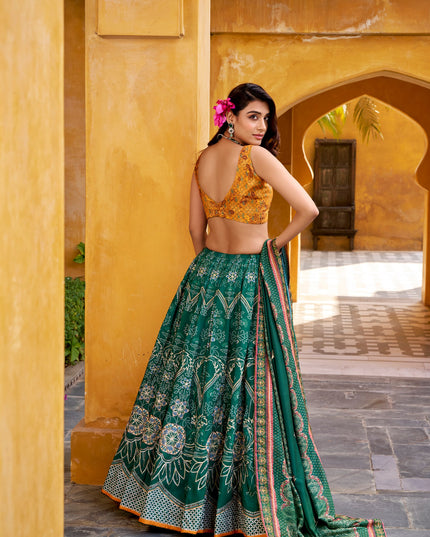 WMN 1010 Green Vaishali Silk Printed Occasion Lehenga Choli