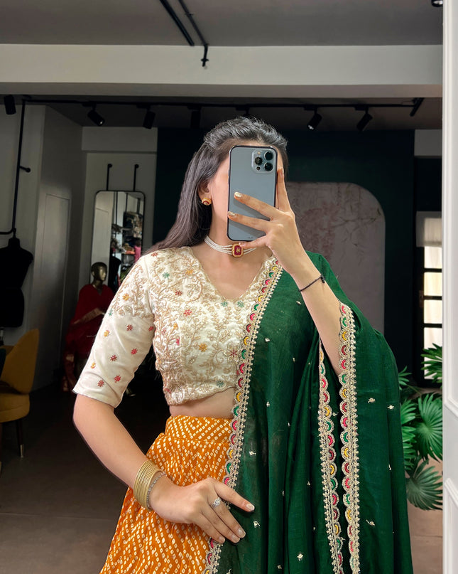 WMN 1416 Yellow Rayon Printed Lehenga Choli 2026