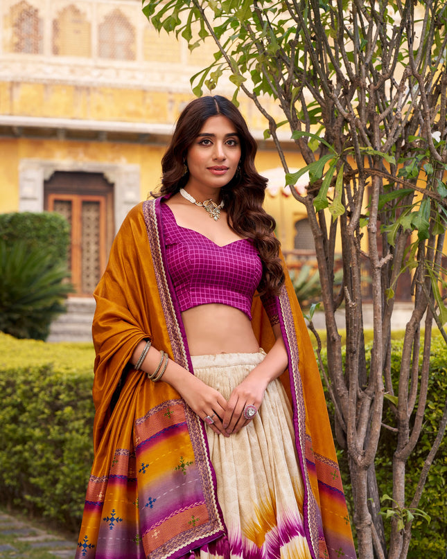 WMN 1247 Tasar Silk Designer Printed Lehenga Choli
