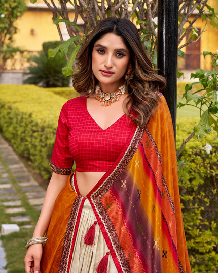 WMN 1247 Tasar Silk Designer Printed Lehenga Choli For Women