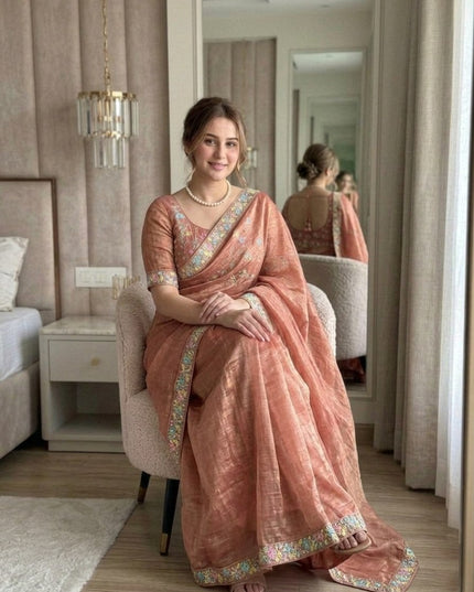 Kiara Dhanlakshmi 2 Fendy Chiffon Beads Embroidery Work Saree
