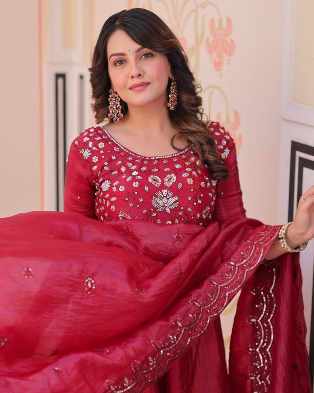 Moni 1230 Gold Crush Gown Dupatta With Beads Embroidery Work