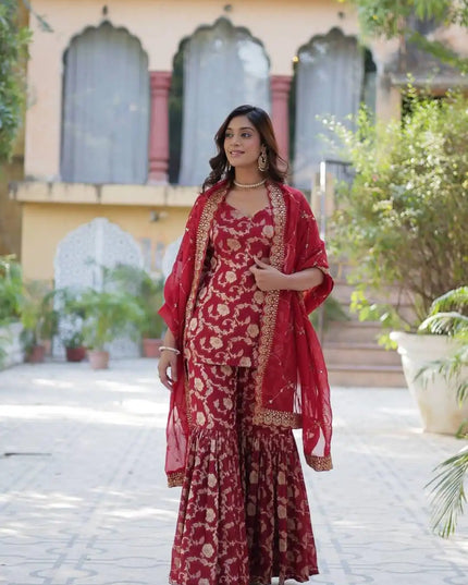 Mohini 9215 Viscose Georgette Kurti Gharara With Dupatta Collection