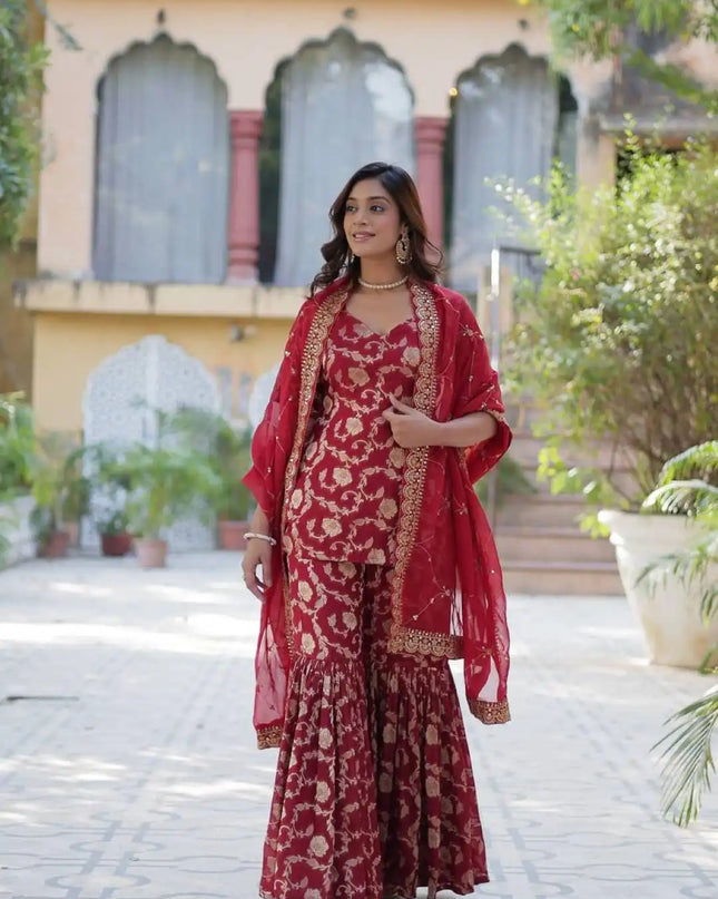 Mohini 9215 Viscose Georgette Kurti Gharara With Dupatta Collection