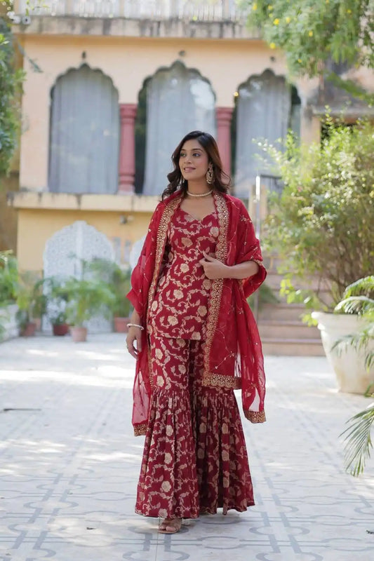 Mohini 9215 Viscose Georgette Kurti Gharara With Dupatta Collection