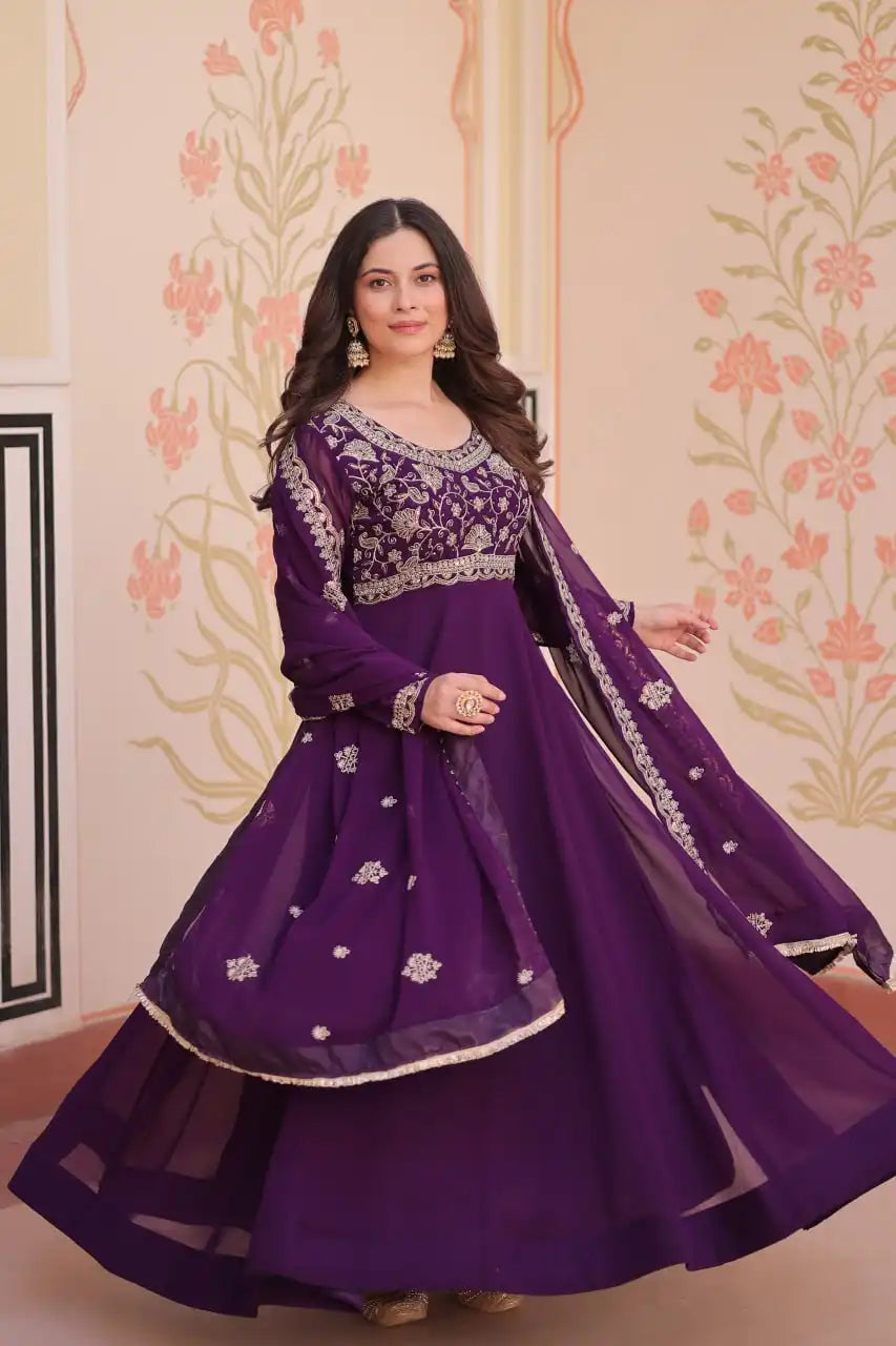 Moni 1192 Faux Blooming Gown Dupatta With Embroidery Work 2025