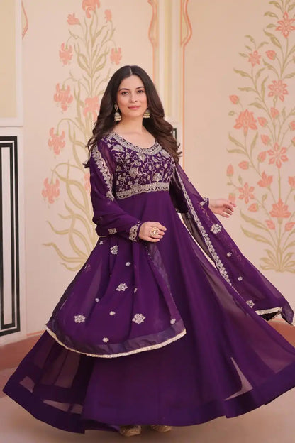 Moni 1192 Faux Blooming Gown Dupatta With Embroidery Work 2025