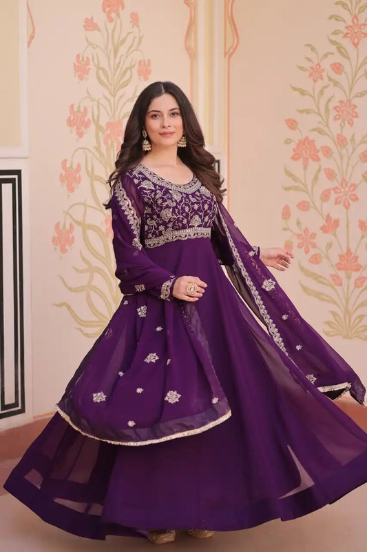 Moni 1192 Faux Blooming Gown Dupatta With Embroidery Work 2025