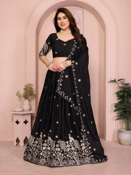 Kiara Mayuri Star Black Georgette Lehenga Choli