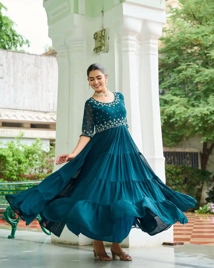 Moni 1112 Faux Blooming Designer Gown Latest Collection