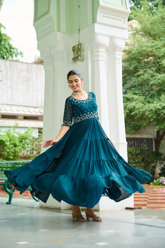 Moni 1112 Faux Blooming Designer Gown Latest Collection
