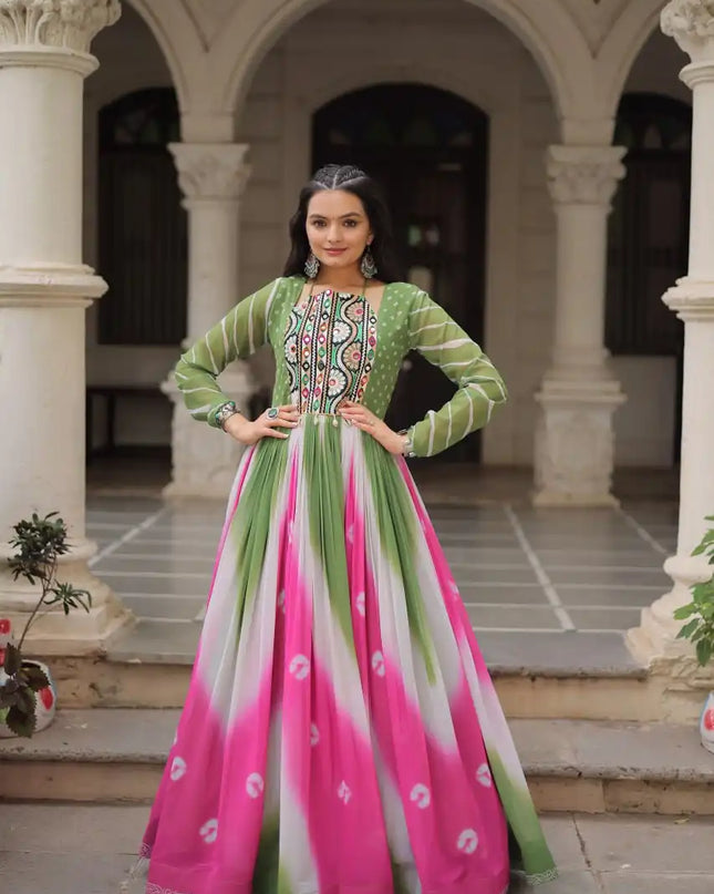 Mohini 9278 Green Color Faux Georgette Bandhej Printed Navratri Gown