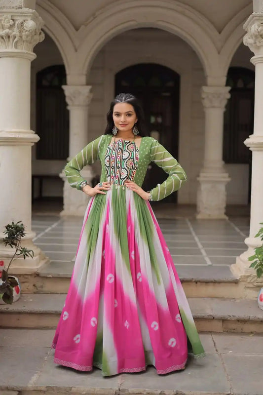 Mohini 9278 Green Color Faux Georgette Bandhej Printed Navratri Gown