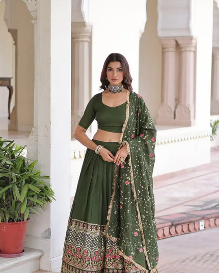 Moni 5051 Vichitra Silk Embroidery Lehenga Choli