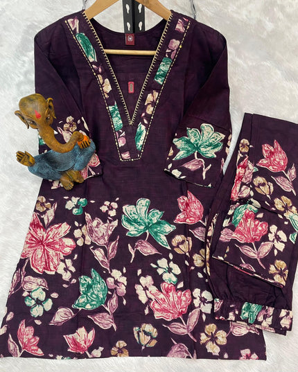 Lila 128 Purple Cotton Printed Co Ord Set Collection