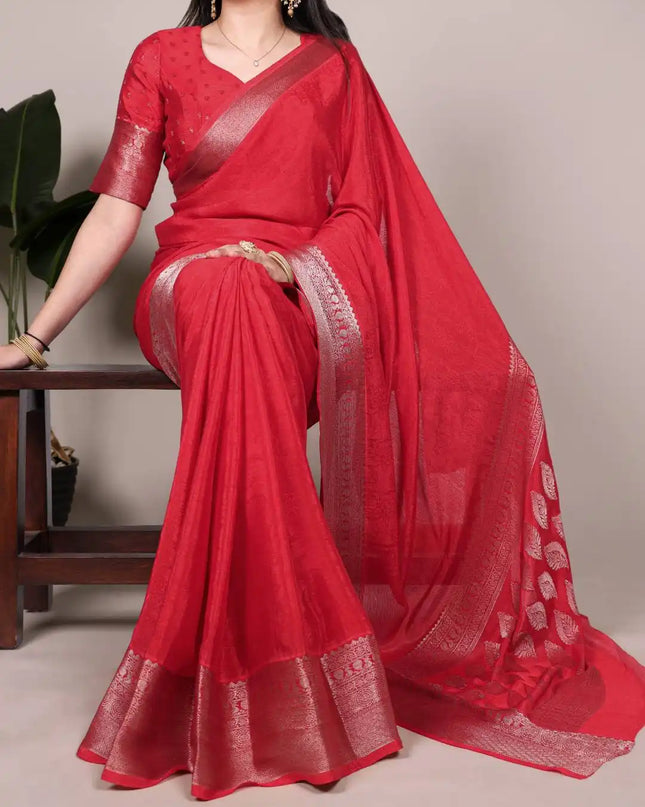 WMN 7916 Chinon Printed Weaving Work Saree Collection