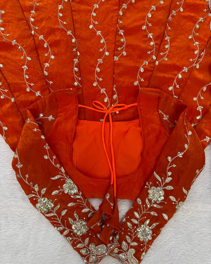 Deepika 5953 Orange Fendy Silk Festival Anarkali Suit