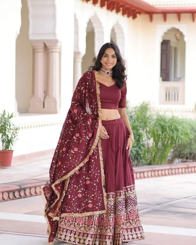 Moni 5051 Maroon Vichitra Silk Lehenga Choli Collection