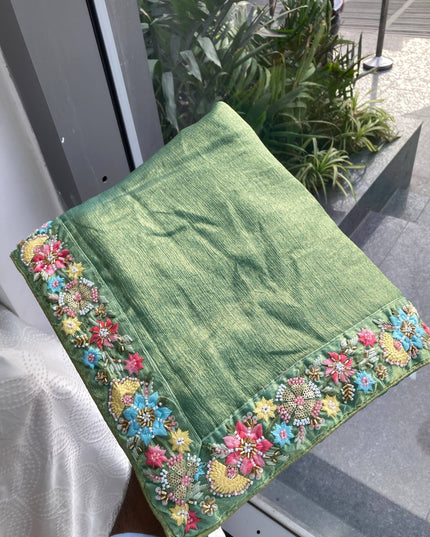 Kiara Dhanlakshmi 2 Fendy Chiffon Saree With Beads Embroidery Work