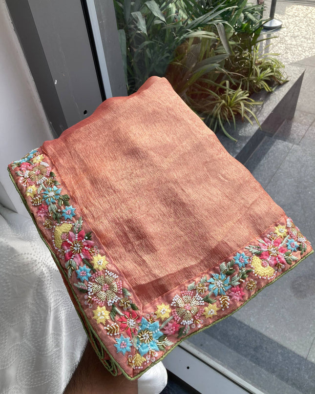 Kiara Dhanlakshmi 2 Fendy Chiffon Beads Embroidery Work Saree