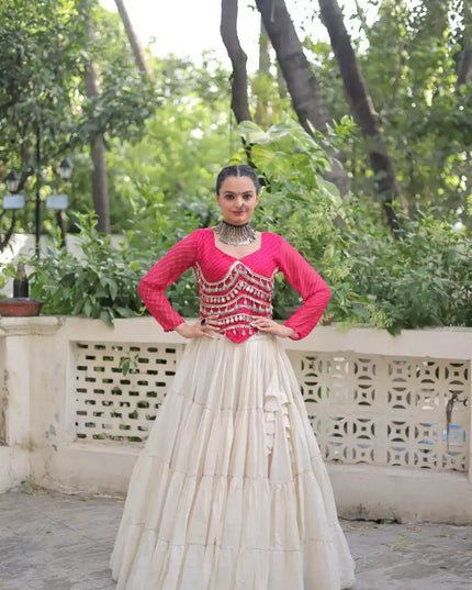 Moni 5048 Kora Cotton Pink Color Skirt Top Navratri Collection 2025