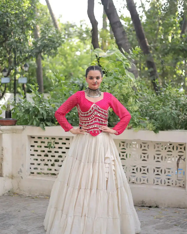 Moni 5048 Kora Cotton Pink Color Skirt Top Navratri Collection 2025