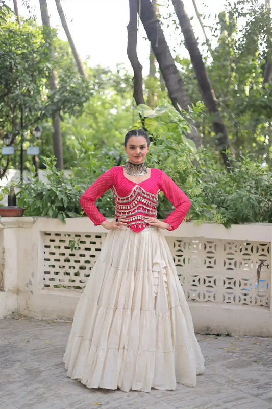 Moni 5048 Kora Cotton Pink Color Skirt Top Navratri Collection 2025
