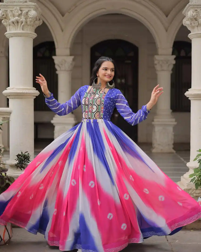 Mohini 9278 Multi Color Faux Georgette Bandhej Printed Navratri Gown