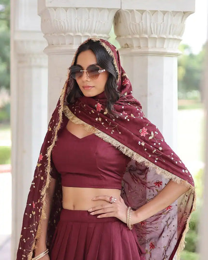 Moni 5051 Maroon Vichitra Silk Lehenga Choli Collection