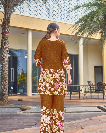 Lila 128 Coppre Cotton Printed Co Ord Set